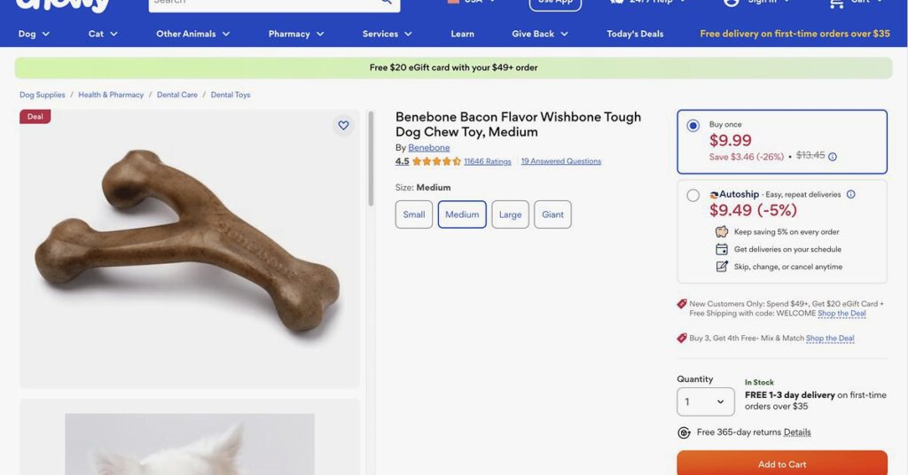 Chewy product page