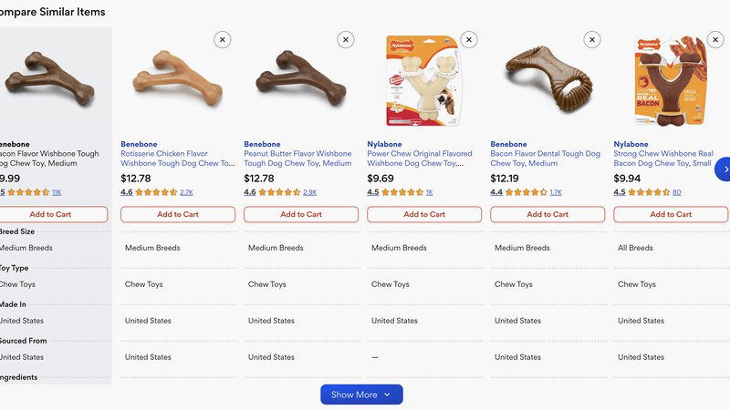 Chewy similar items carousel